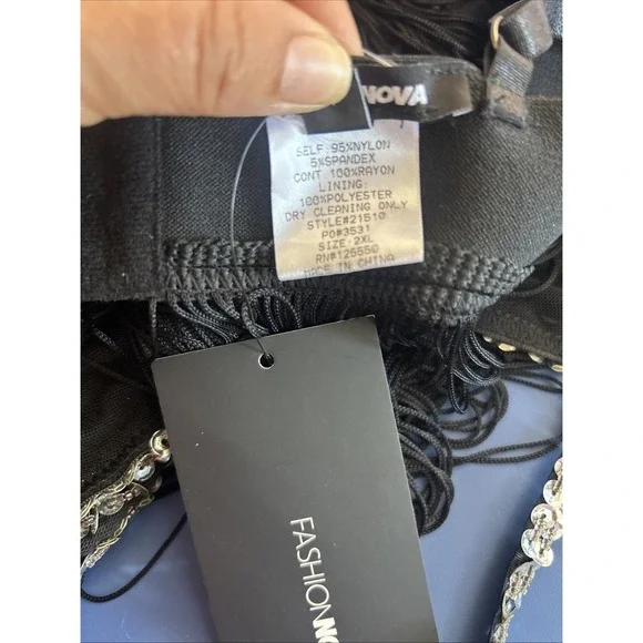 Black Fringe Sequin Bralette Dress - Picture 8 of 9